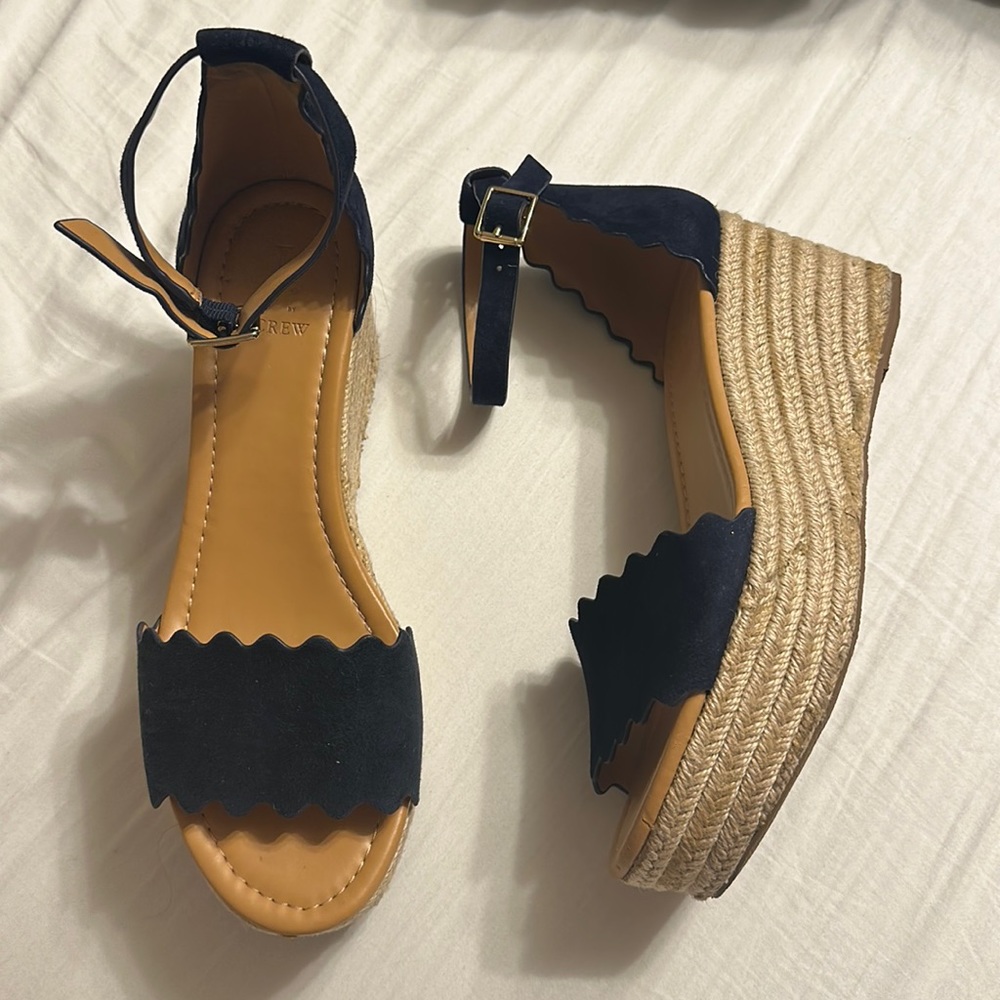 JCrew Suede Scalloped Espadrilles sz:9.5
